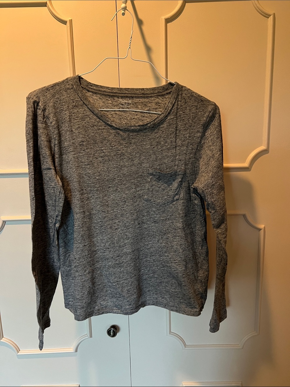 Madewell Kids Long-Sleeve Heather Gray Pocket Tee